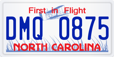 NC license plate DMQ0875