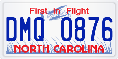 NC license plate DMQ0876