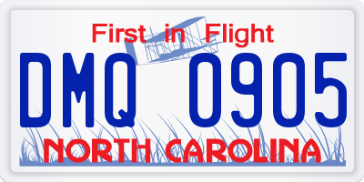 NC license plate DMQ0905