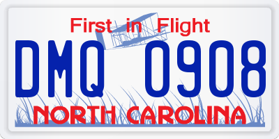 NC license plate DMQ0908