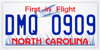 NC license plate DMQ0909