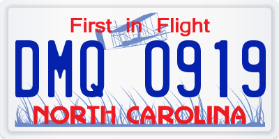 NC license plate DMQ0919