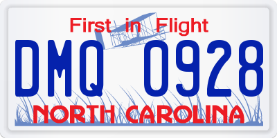 NC license plate DMQ0928