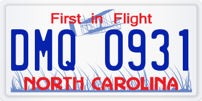 NC license plate DMQ0931