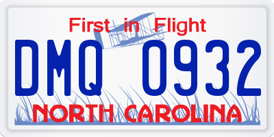 NC license plate DMQ0932