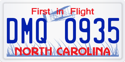 NC license plate DMQ0935