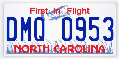 NC license plate DMQ0953