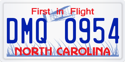 NC license plate DMQ0954