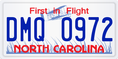 NC license plate DMQ0972