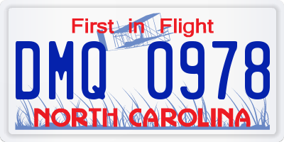 NC license plate DMQ0978