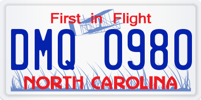 NC license plate DMQ0980