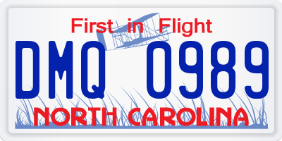 NC license plate DMQ0989