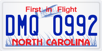 NC license plate DMQ0992