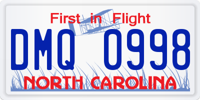 NC license plate DMQ0998