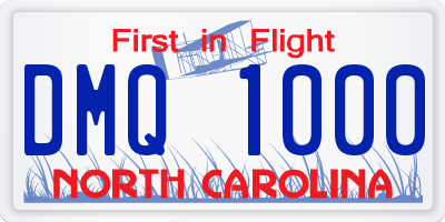 NC license plate DMQ1000