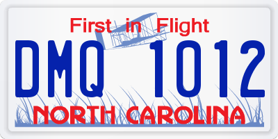 NC license plate DMQ1012