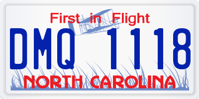 NC license plate DMQ1118