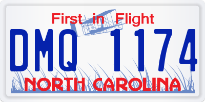 NC license plate DMQ1174
