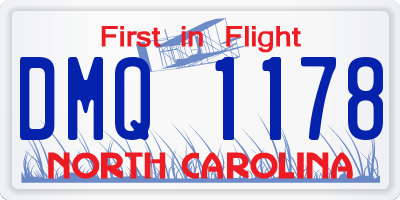 NC license plate DMQ1178