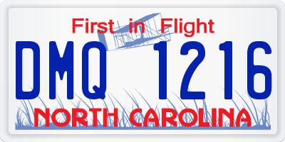 NC license plate DMQ1216