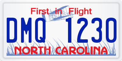 NC license plate DMQ1230