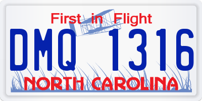 NC license plate DMQ1316