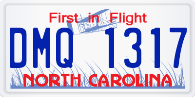 NC license plate DMQ1317
