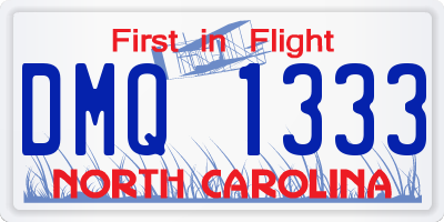 NC license plate DMQ1333