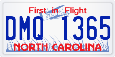 NC license plate DMQ1365