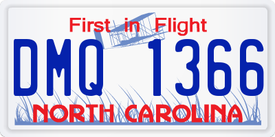 NC license plate DMQ1366