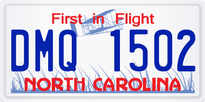 NC license plate DMQ1502