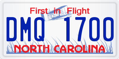 NC license plate DMQ1700