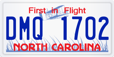 NC license plate DMQ1702