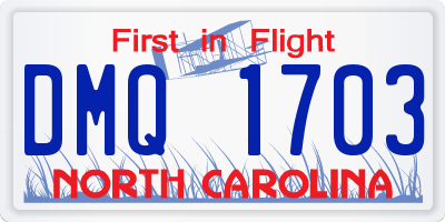 NC license plate DMQ1703
