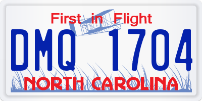 NC license plate DMQ1704