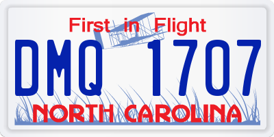 NC license plate DMQ1707