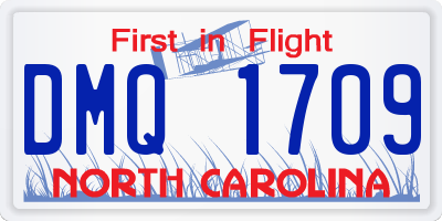 NC license plate DMQ1709