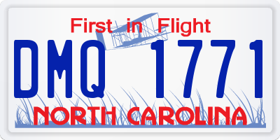 NC license plate DMQ1771