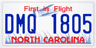 NC license plate DMQ1805