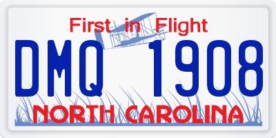 NC license plate DMQ1908