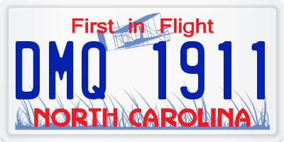 NC license plate DMQ1911