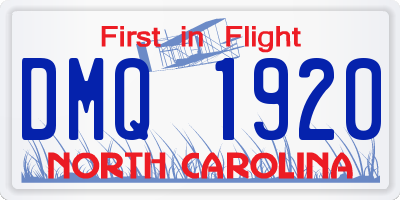 NC license plate DMQ1920
