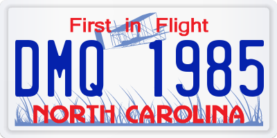 NC license plate DMQ1985
