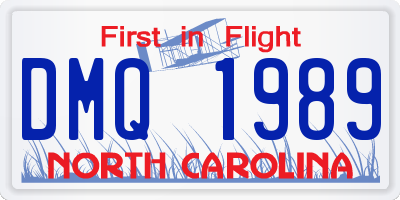 NC license plate DMQ1989