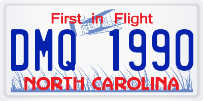 NC license plate DMQ1990