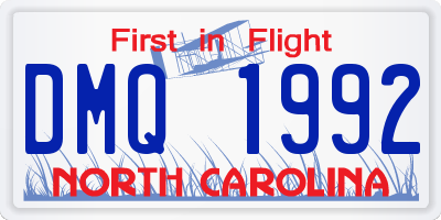 NC license plate DMQ1992
