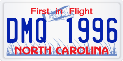 NC license plate DMQ1996