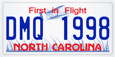 NC license plate DMQ1998
