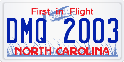 NC license plate DMQ2003