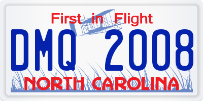 NC license plate DMQ2008